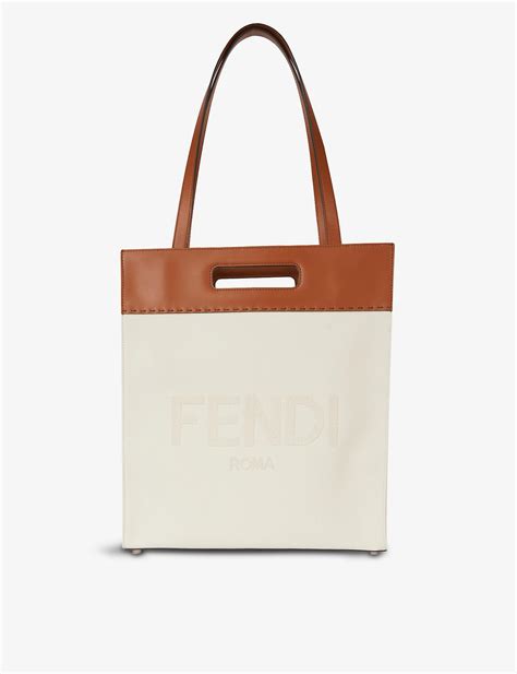 brown canvas bag fendi|fendi roma canvas tote.